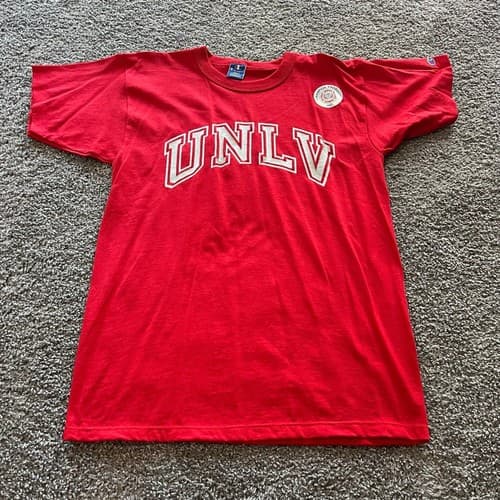 NEW Vintage Champion UNLV Runnin Rebels T Shirt Red 90s Size Large USA Made — unlv fan gear