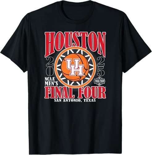 Houston Cougars Final Four 2025 Burst Black T-shirt Sweatshirt — houston fan gear