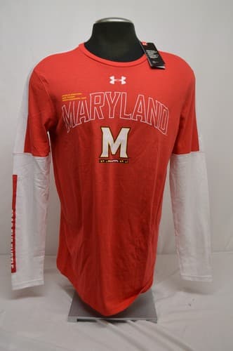 NEW UNDER ARMOUR UNIVERSITY MARYLAND TERRAPINS L/S Basketball T-SHIRT Mens MED — maryland fan gear