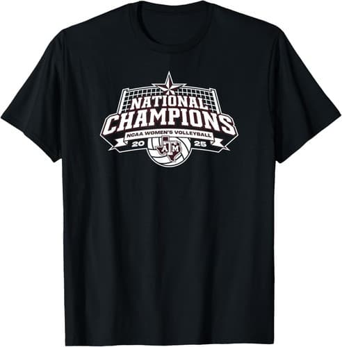 Texas A&M Aggies National Champs 2025 Volleyball Icon Black T-Shirt — texas-am fan gear