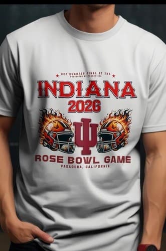 Indiana Hoosiers 2025 College Football Playoff Rose Bowl T-Shirt Unisex Large — indiana fan gear