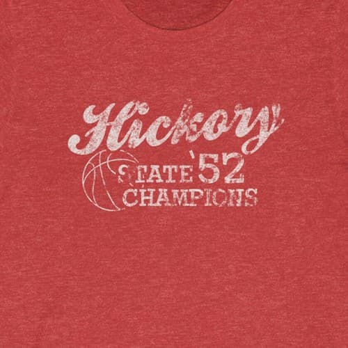 Hickory Champs "Vintage Look" 50/50 Blend T-Shirt - hoosiers indiana basketball — indiana fan gear