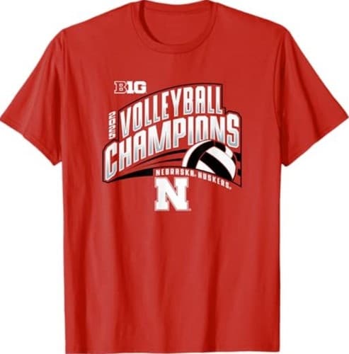 Nebraska Cornhuskers Big Ten Champs 2025 Volleyball T-Shirt — nebraska fan gear