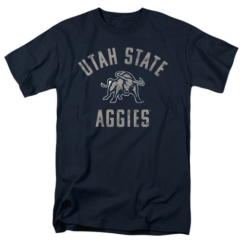 Utah State University Adult T-Shirt Aggies Logo, Navy, S-5XL — utah-state fan gear