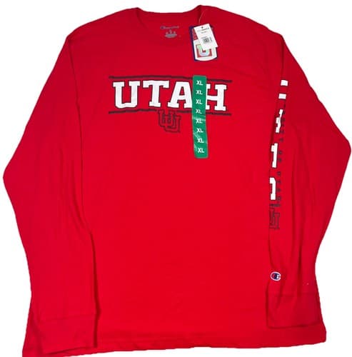 Champion University of Utah Utes Long Sleeve Tee, Men's XL, Red, NEW — utah fan gear