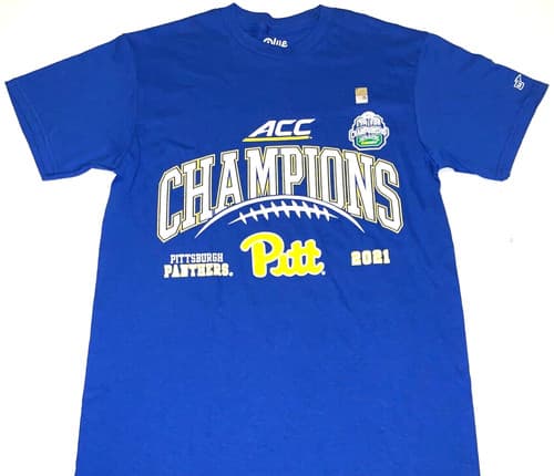 Pitt Panthers University Pittsburgh 2021 ACC Football Champions T-Shirt New! SM — pittsburgh fan gear