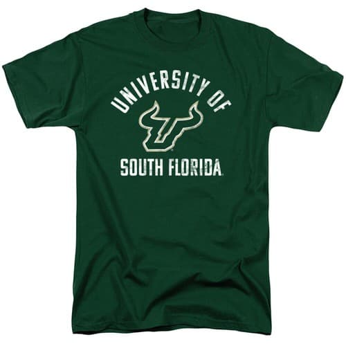 University of South Florida Adult T-Shirt Bulls Logo, Hunter Green, S-3XL — south-florida fan gear