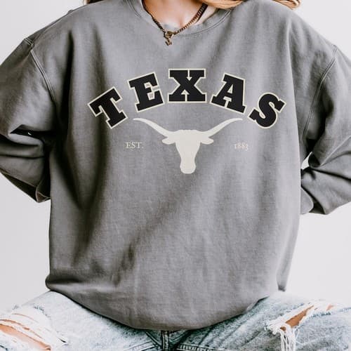Texas Longhorns Inspired Collegiate Crewneck  Sweatshirt T-Shirt & Hoodie — texas fan gear