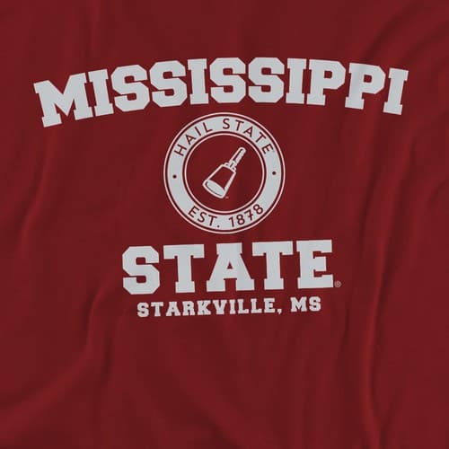 Mississippi State University Adult T-Shirt Circle Logo, Maroon, S-3XL — mississippi-state fan gear