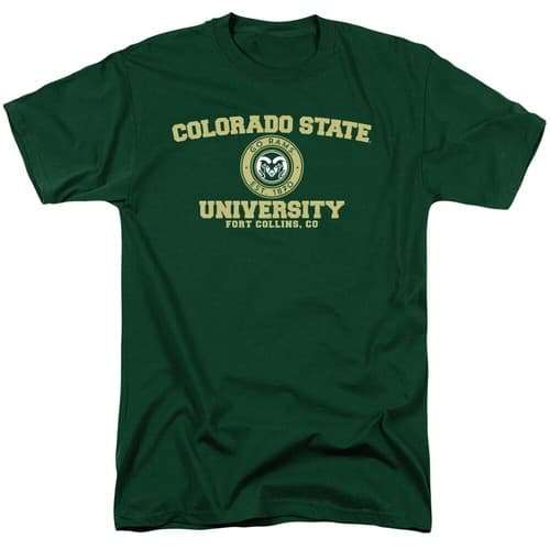 Colorado State University Adult T-Shirt Circle Logo, Hunter Green, S-3XL — colorado-state fan gear