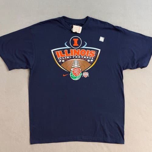 NWT Nike Illinois Fighting Illini Football Rose Bowl 2008 NCAA T-Shirt Large — illinois fan gear