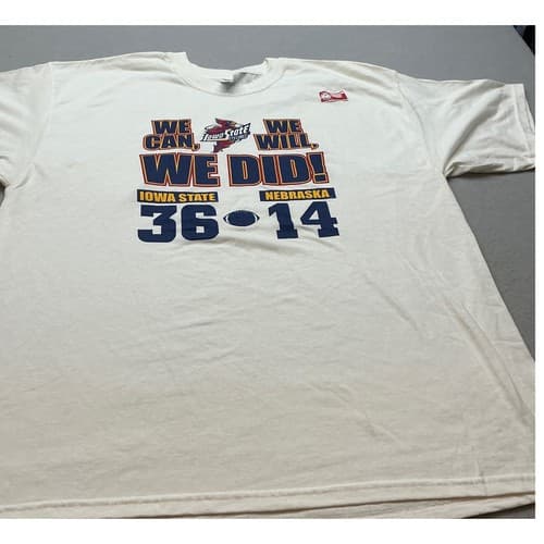 Gildan Iowa State Cyclones vs Nebraska Score T-Shirt XXL White NCAA Football — nebraska fan gear