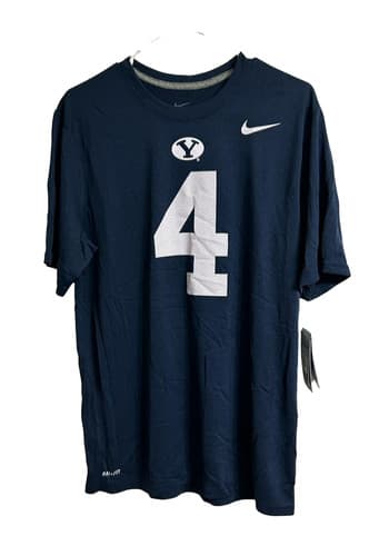 Nike Men Dri-Fit BYU Cougars 4 Crew Neck T-Shirt, Navy — byu fan gear