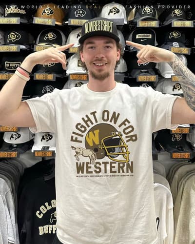 Western Michigan University Broncos fight on for 1980 football helmet shirt — western-michigan fan gear