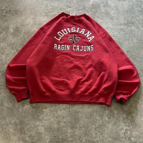 Louisiana Ragin Cajuns Spell Out Heavyweight Red Sweatshirt | Unisex — louisiana fan gear