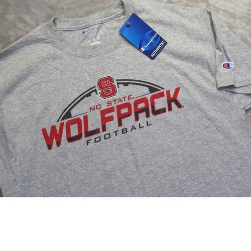 NC State Wolfpack Football T-Shirt Men's M Gray Heather NCAA New Champion — nc-state fan gear