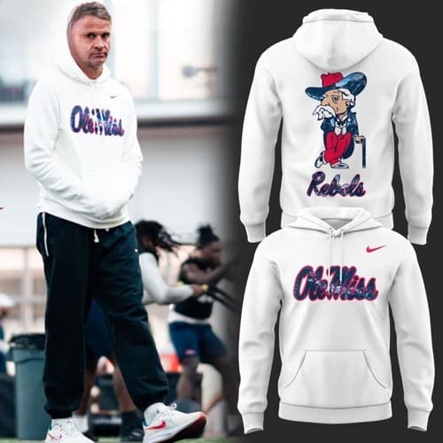 Coach Lane Kiffin Inspired Ole Miss White Hoodie — ole-miss fan gear