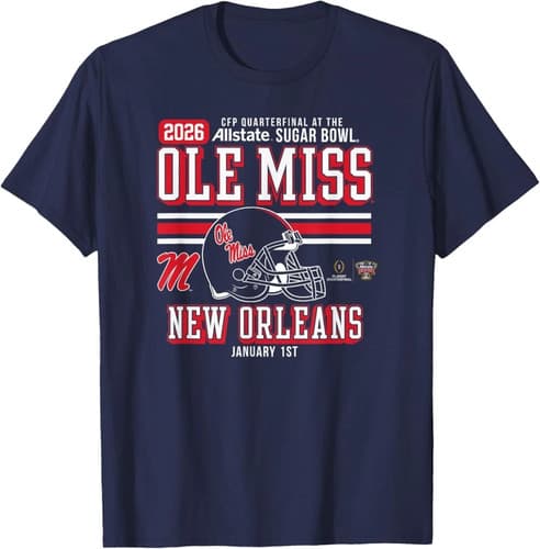 Mississippi Ole Miss Rebels Sugar Bowl 2025-26 CFP Quarter T-Shirt — ole-miss fan gear