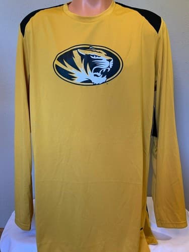 Nike Shirt Top University of Missouri Tigers Gold Long Sleeve Men's Size 2XL XXL — missouri fan gear