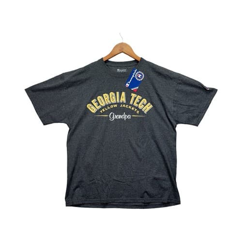 NEW Georgia Tech Yellow Jackets Grandpa Grandfather Champion Gray T Shirt sz L — georgia-tech fan gear
