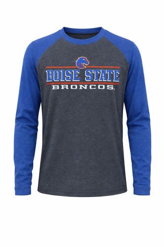 Colosseum Boise State Broncos Football Raglan Tee Large Blue Gray — boise-state fan gear