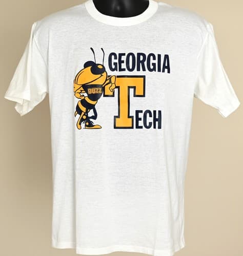 Vintage Original Georgia Tech Yellow Jacket White T-Shirt Size L (42-44) - 1 — georgia-tech fan gear