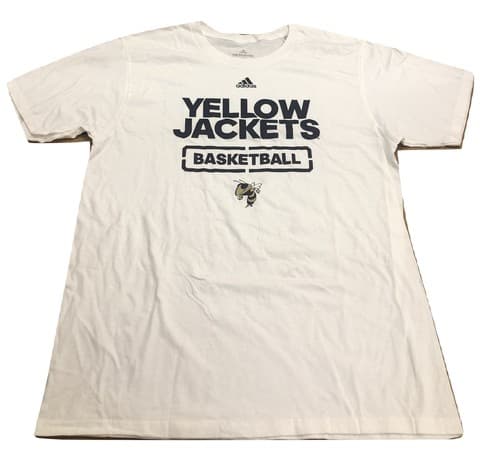 Adidas NCAA Georgia Tech Yellow Jackets Basketball Tee White Navy Sz Large b289 — georgia-tech fan gear