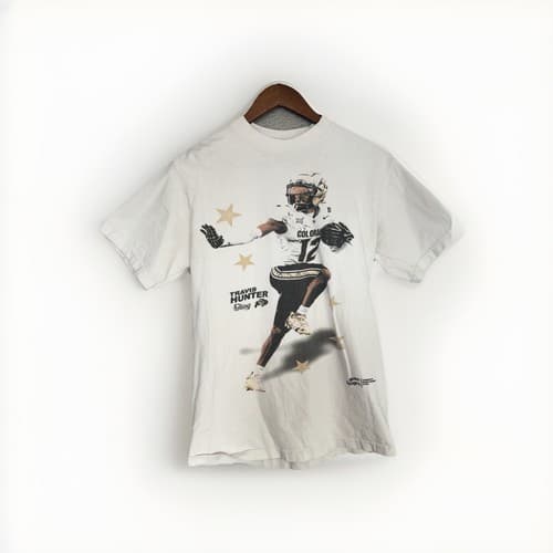 Game Changer Men's White Graphic T-Shirt Travis Hunter Colorado Buffaloes M — colorado fan gear