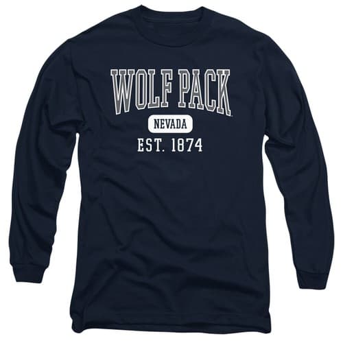 Nevada Adult Long Sleeve T-Shirt Wolf Pack Est. Date, Navy, S-3XL — nevada fan gear