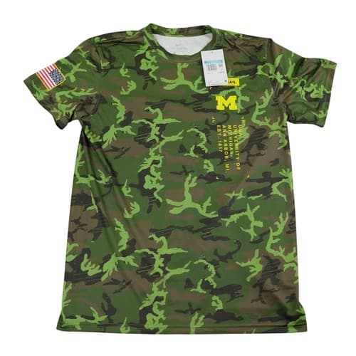 Jordan Michigan Wolverines Nike Shirt Men Medium Green Camo Dri-FIT Football — michigan fan gear