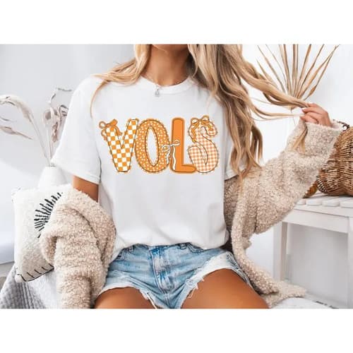 Tennessee Football Gameday Tee, Fun VOLS Letter Print Unisex Shirt, Great Gift — tennessee fan gear