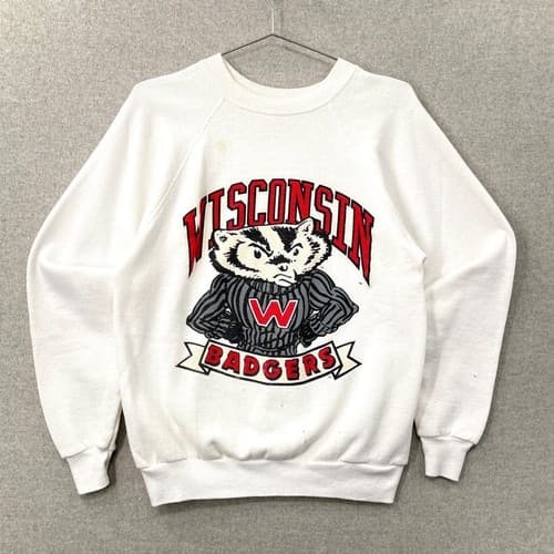 Vintage 1990s Wisconsin Badgers Sweatshirt College Football Varsity Crewneck — wisconsin fan gear