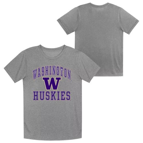 NCAA Washington Huskies Boys' Gray Poly T-Shirt XS — washington fan gear