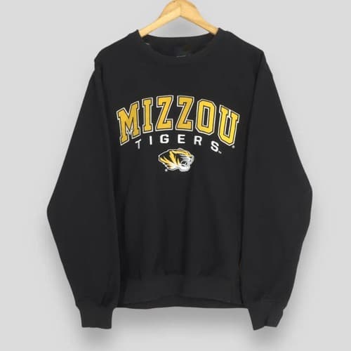 Vintage Missouri Tigers NCAA Black Sweatshirt | Mizzou Tigers Crewneck — missouri fan gear