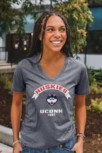 UConn Huskies NCAA Women's T-Shirt Burnout Vintage Style Officially Licensed — connecticut fan gear