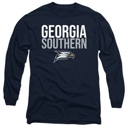 Georgia Southern Adult Long Sleeve T-Shirt Eagles Stacked, Navy, S-3XL — georgia-southern fan gear