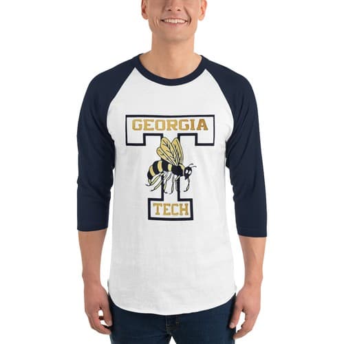 Georgia Tech Yellowjackets  hoodie baseball Size S-XXXXL GA 3/4 shirt  — georgia-tech fan gear