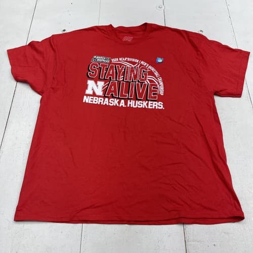 Nebraska Cornhuskers Shirt Mens 2XL Red NCAA Basketball Blue 84 Staying Alive — nebraska fan gear