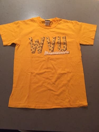 West Virginia Mountaineers Football T-Shirt Small Yellow New No Tags Comfort — west-virginia fan gear