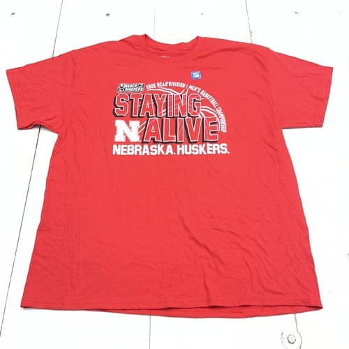 Nebraska Cornhuskers Shirt Mens XL Red NCAA Basketball Staying Alive Blue 84 — nebraska fan gear