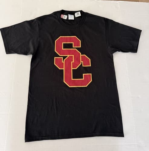 USC Trojans Mens Small Black Graphic T-Shirt NCAA Crew Neck Short Sleeve — usc fan gear