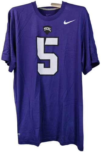 Nike Men's TCU Horned Frogs Legend Number Short-Sleeve T-Shirt PURPLE - MEDIUM — tcu fan gear