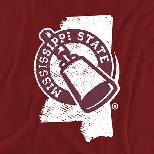 Mississippi State University Adult T-Shirt State Shape, Maroon, S-3XL — mississippi-state fan gear