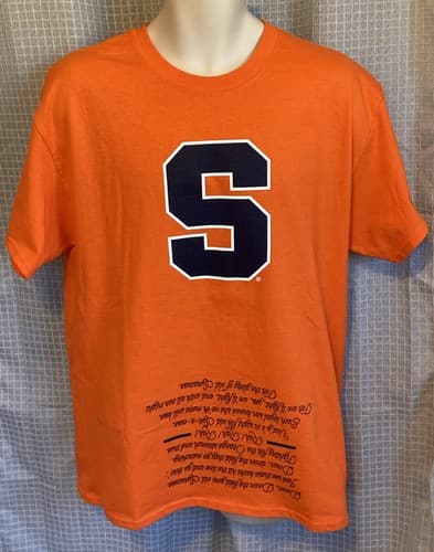 NWOT SYRACUSE ORANGEMEN 2016 FOOTBALL SCHEDULE & FIGHT SONG T-SHIRT LARGE     R — syracuse fan gear
