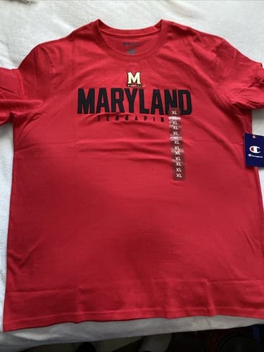 NWT Men XL Champion University of Maryland Terrapins T-Shirt Embroidered Sewn On — maryland fan gear