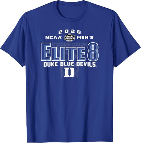 Duke Blue Devils Elite 8 2026 Men's March Madness Basketball T-Shirt — duke fan gear