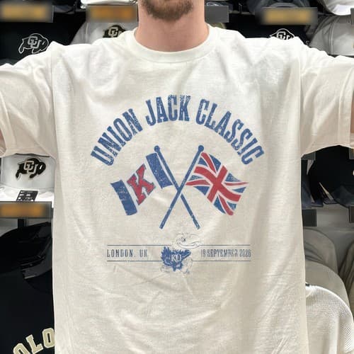 College Basketball Fan Kansas Jayhawks 2026 Union Jack Classic Graphic Tee S-5XL — kansas fan gear