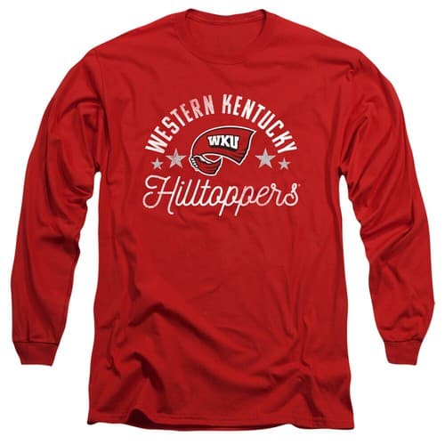 Western Kentucky University Adult Long Sleeve T-Shirt Hilltoppers, Red, S-3XL — western-kentucky fan gear
