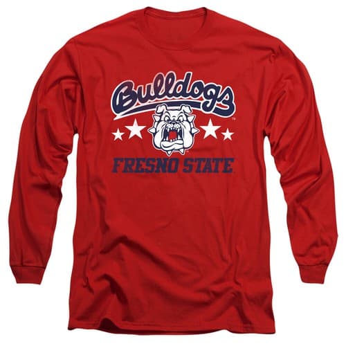 Fresno State University Adult Long Sleeve T-Shirt Bulldogs, Red, S-3XL — fresno-state fan gear