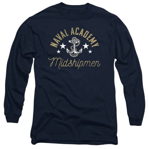 US Naval Academy Adult Long Sleeve T-Shirt Midshipmen, Navy, S-3XL — navy fan gear